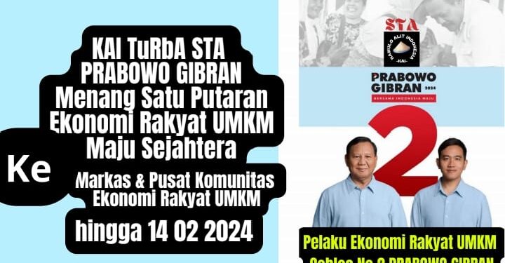 STA – Senyum Tanah Airku, Prabowo Gibran Menang Satu Putaran, Ekonomi Rakyat UMKM Maju dan Sejahtera