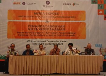 Media Expose Perumusan Teknologi Budidaya Padi Cerdas Iklim dan Penandatanganan Kerjasama Perum Bulog dengan PT BLST IPB Pertanian cerdas Iklim Komoditas Padi